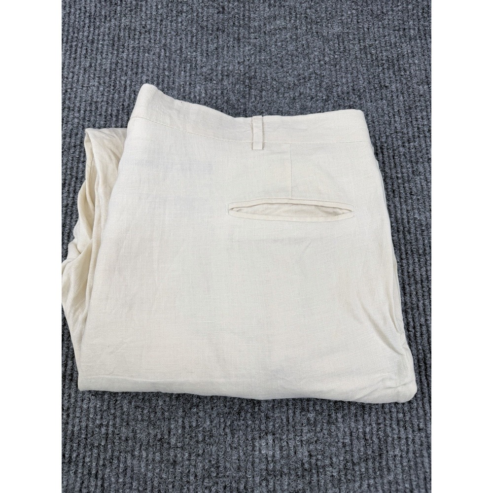 Berle Men's Linen Pants 40R 40x31 Beige Dress Trousers High Waisted Pleated READ